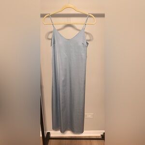 Blue Satin Slip Dress